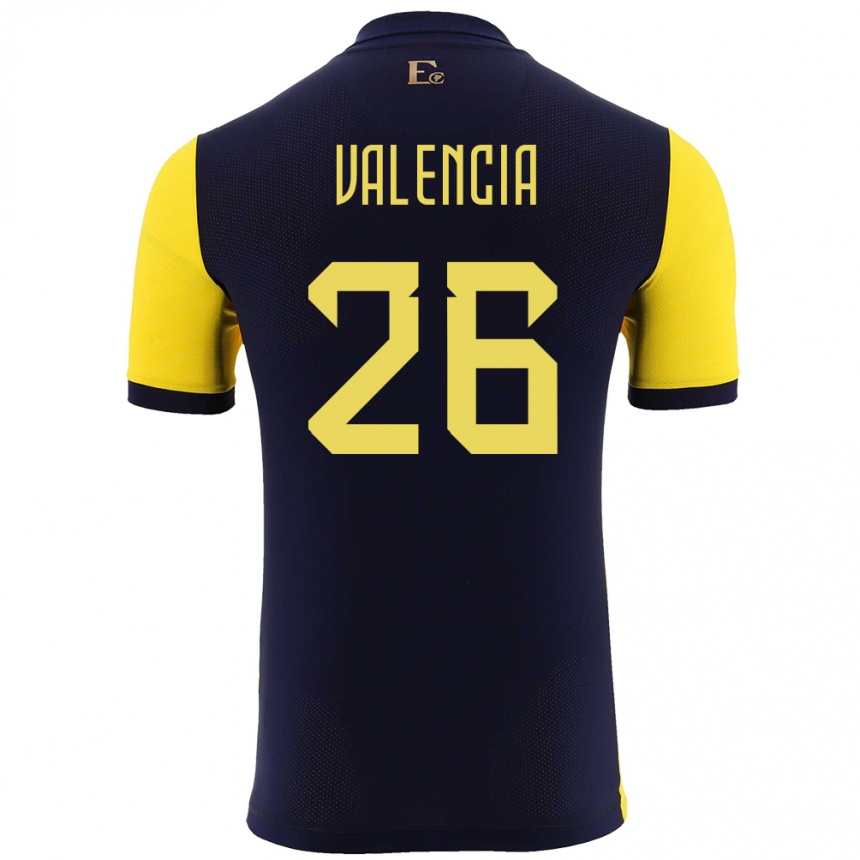 Gyermek Labdarúgás Ecuador Anthony Valencia #26 Sárga Hazai Jersey 24-26 Mez Póló Ing