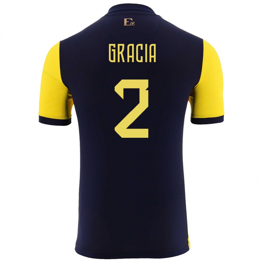 Gyermek Labdarúgás Ecuador Ericka Gracia #2 Sárga Hazai Jersey 24-26 Mez Póló Ing