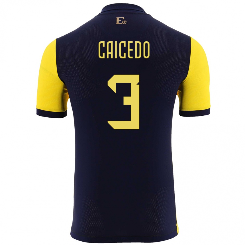 Gyermek Labdarúgás Ecuador Jessy Caicedo #3 Sárga Hazai Jersey 24-26 Mez Póló Ing