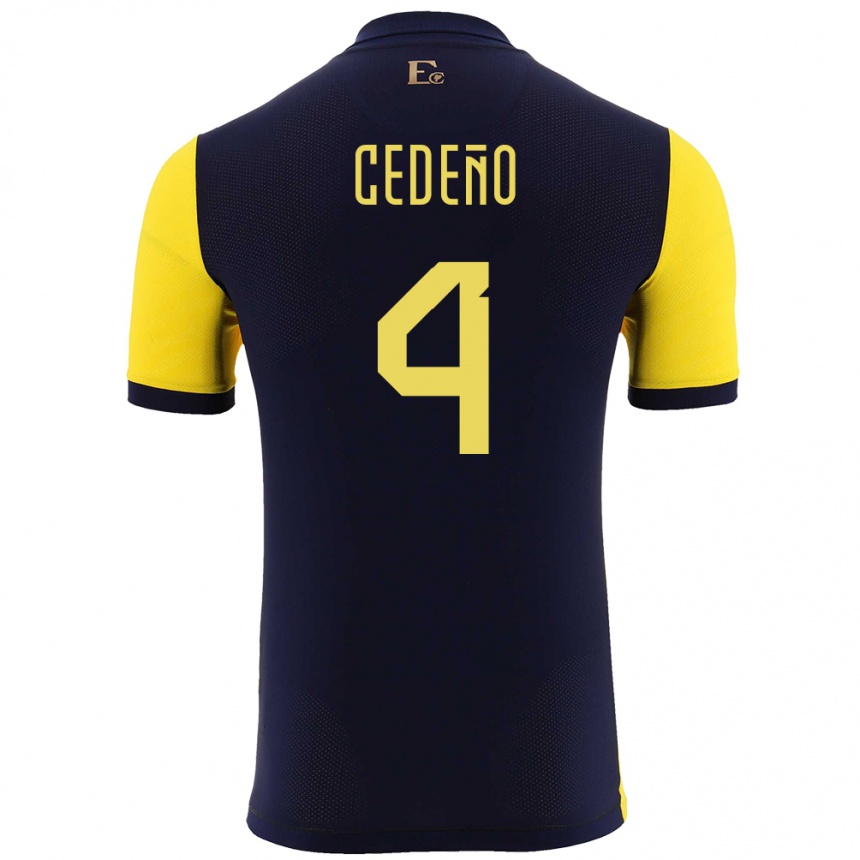 Gyermek Labdarúgás Ecuador Stefany Cedeno #4 Sárga Hazai Jersey 24-26 Mez Póló Ing