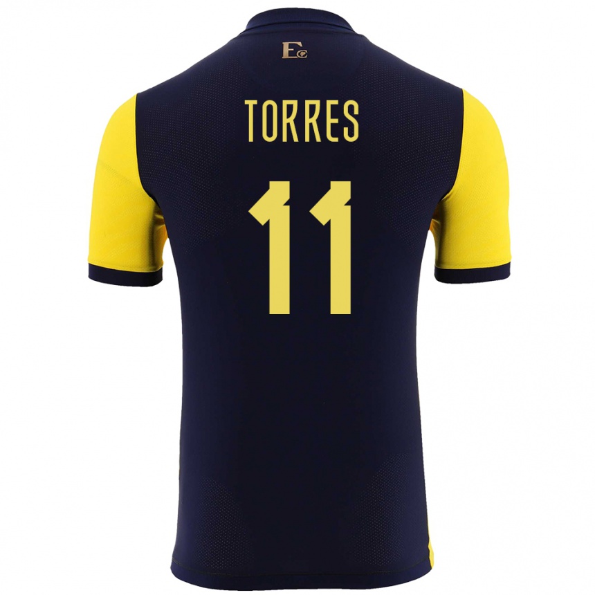 Gyermek Labdarúgás Ecuador Ambar Torres #11 Sárga Hazai Jersey 24-26 Mez Póló Ing