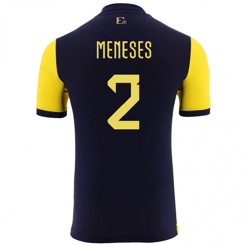 Gyermek Labdarúgás Ecuador Randy Meneses #2 Sárga Hazai Jersey 24-26 Mez Póló Ing