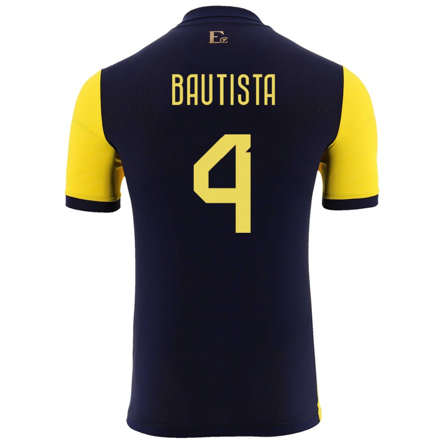 Gyermek Labdarúgás Ecuador Davis Bautista #4 Sárga Hazai Jersey 24-26 Mez Póló Ing