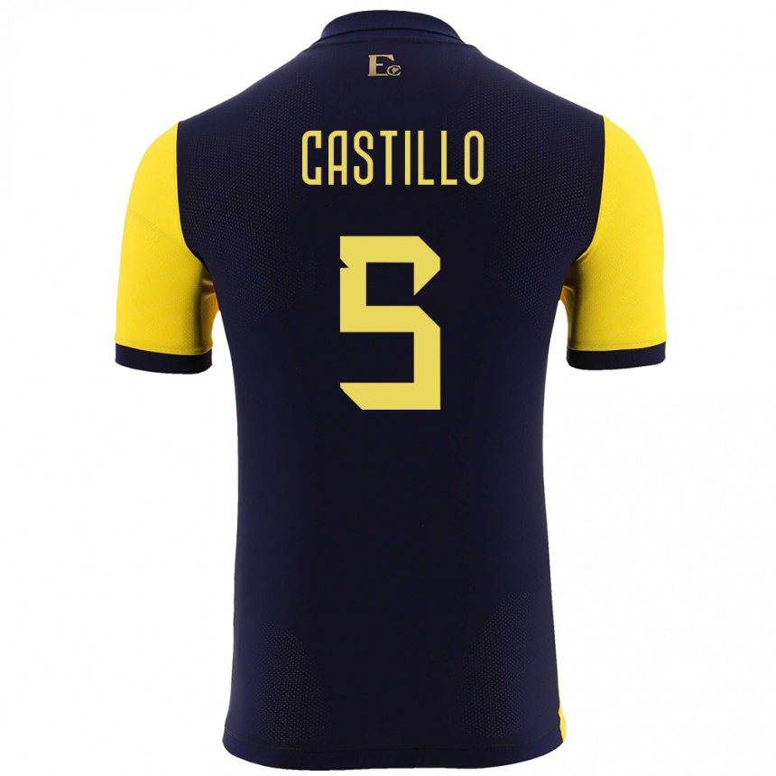 Gyermek Labdarúgás Ecuador Denil Castillo #5 Sárga Hazai Jersey 24-26 Mez Póló Ing