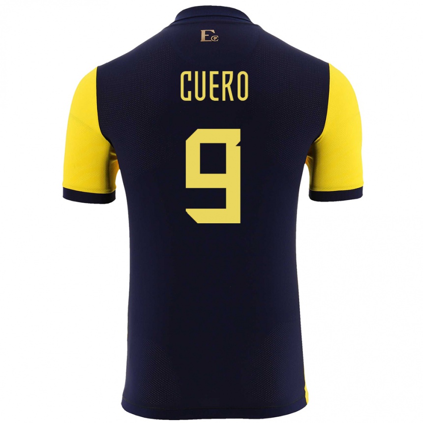 Gyermek Labdarúgás Ecuador Justin Cuero #9 Sárga Hazai Jersey 24-26 Mez Póló Ing