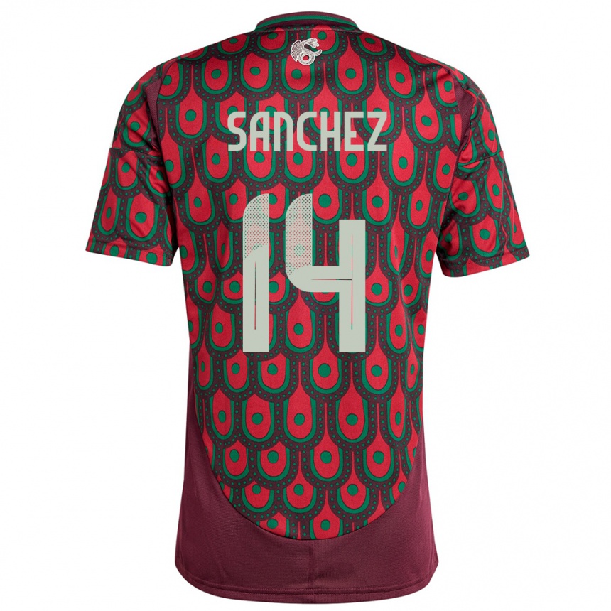 Gyermek Labdarúgás Mexikó Erick Sanchez #14 Gesztenyebarna Hazai Jersey 24-26 Mez Póló Ing