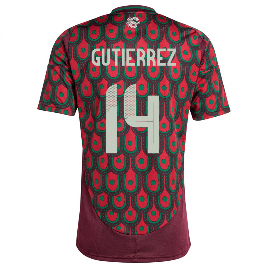 Gyermek Labdarúgás Mexikó Erick Gutierrez #14 Gesztenyebarna Hazai Jersey 24-26 Mez Póló Ing