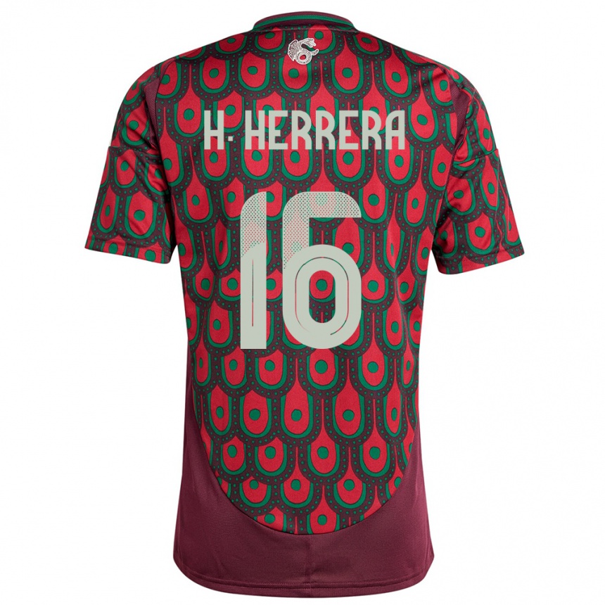 Gyermek Labdarúgás Mexikó Hector Herrera #16 Gesztenyebarna Hazai Jersey 24-26 Mez Póló Ing