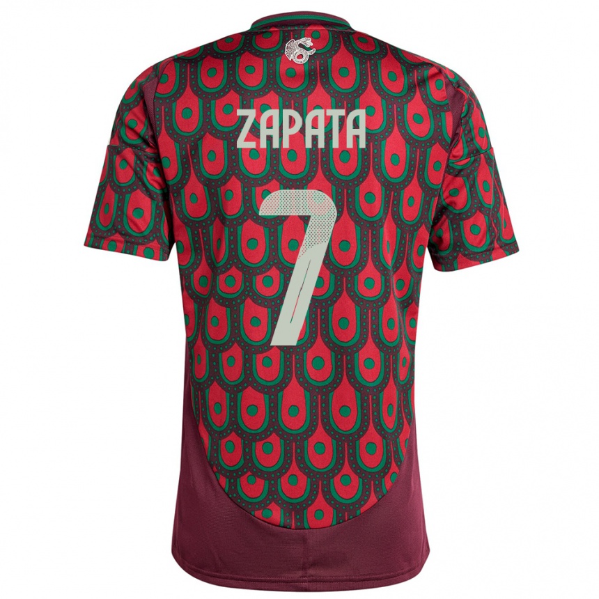 Gyermek Labdarúgás Mexikó Angel Zapata #7 Gesztenyebarna Hazai Jersey 24-26 Mez Póló Ing