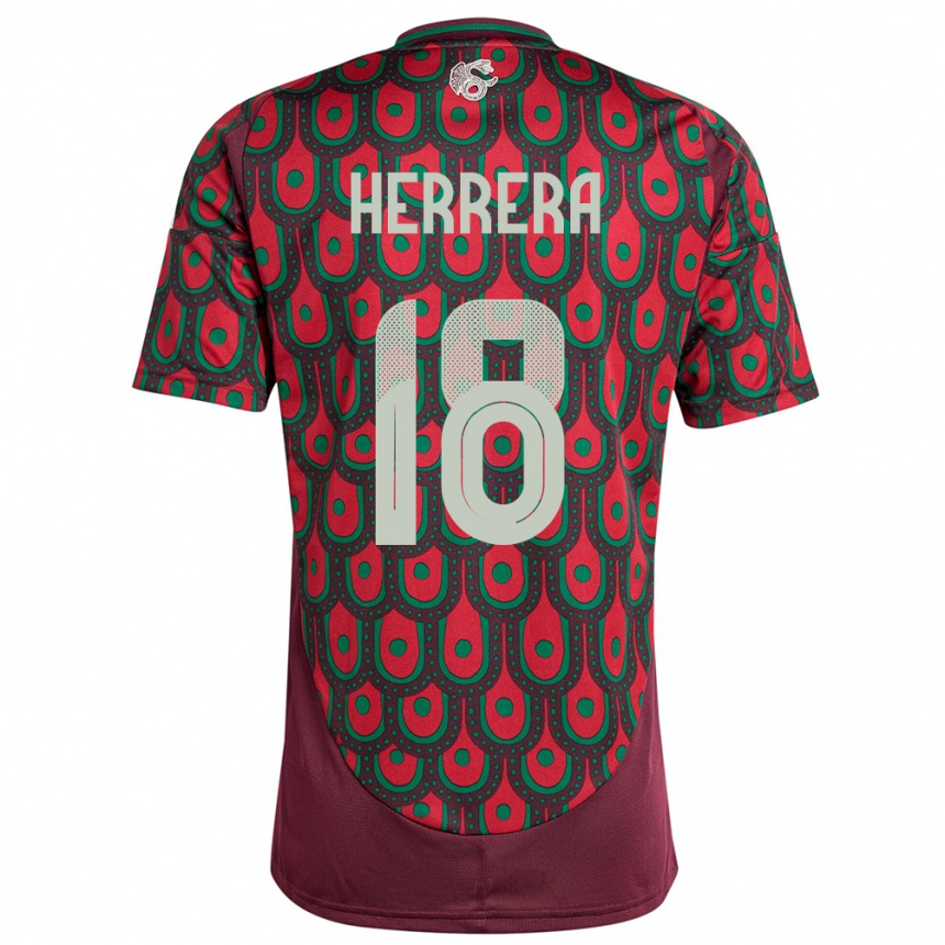 Gyermek Labdarúgás Mexikó Ozziel Herrera #18 Gesztenyebarna Hazai Jersey 24-26 Mez Póló Ing