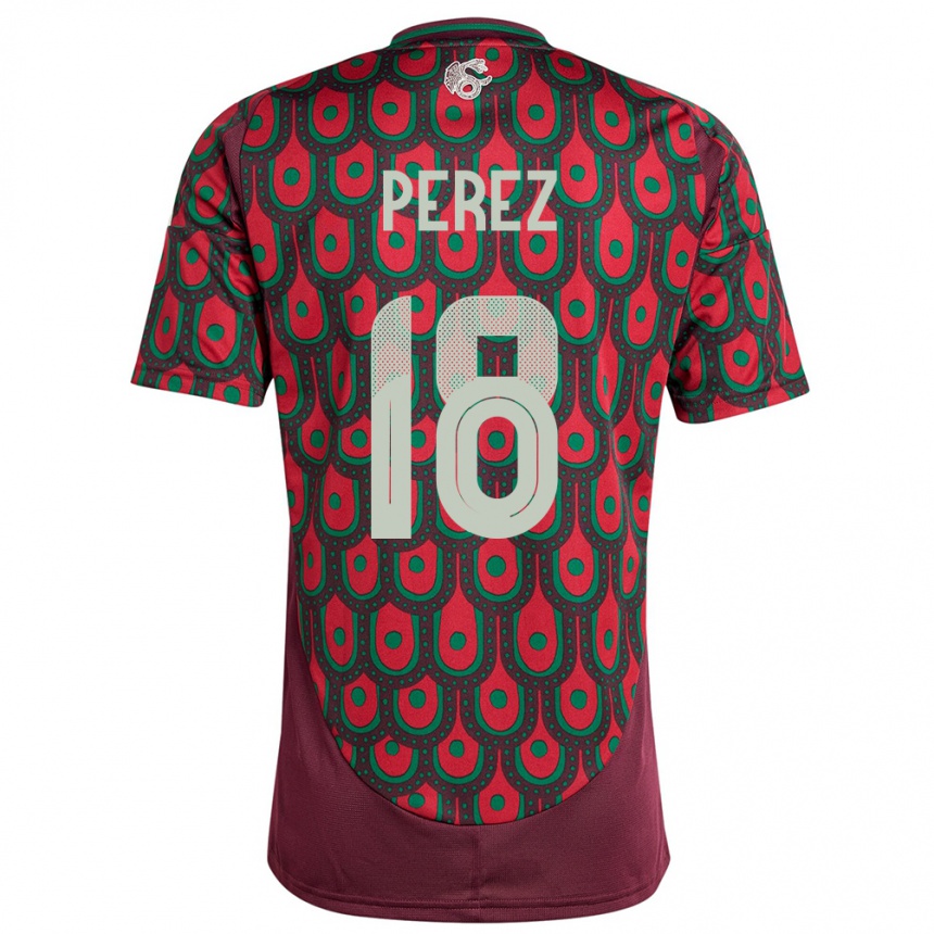 Gyermek Labdarúgás Mexikó Jonathan Perez #18 Gesztenyebarna Hazai Jersey 24-26 Mez Póló Ing