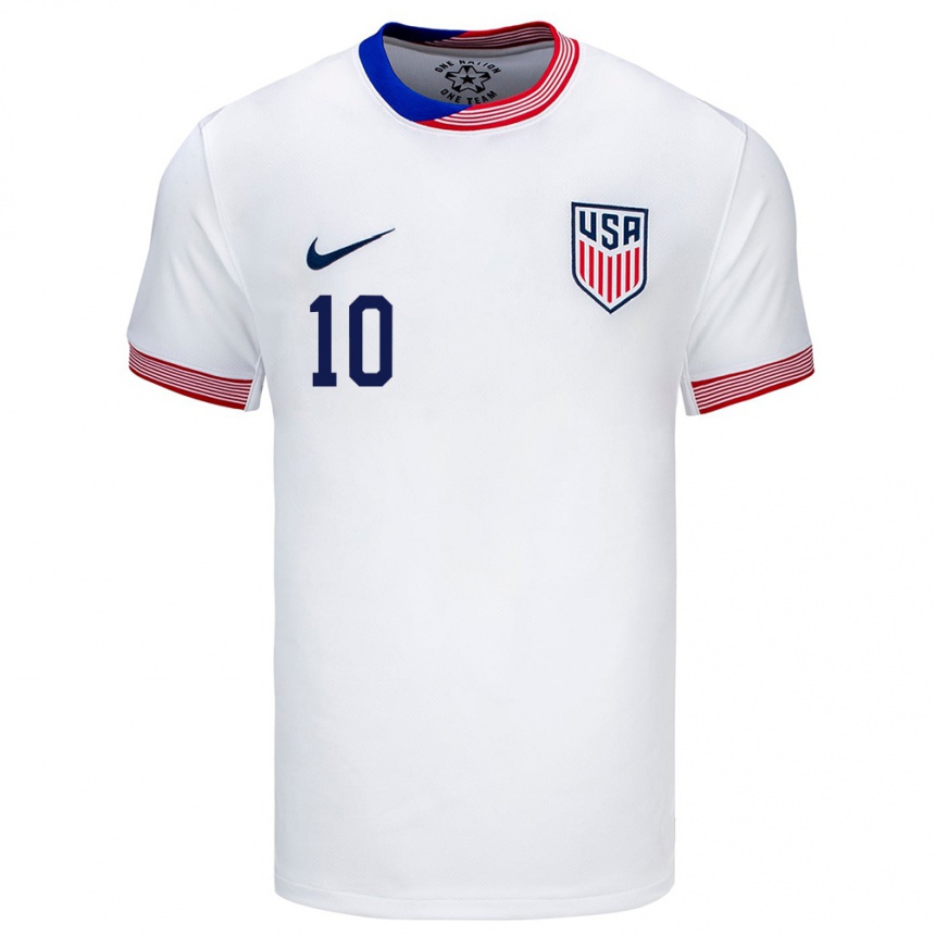 Gyermek Labdarúgás Egyesült Államok Christian Pulisic #10 Fehér Hazai Jersey 24-26 Mez Póló Ing