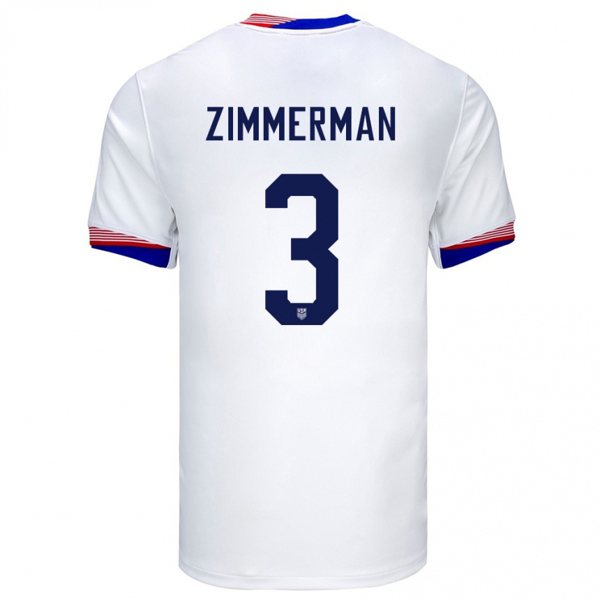 Gyermek Labdarúgás Egyesült Államok Walker Zimmerman #3 Fehér Hazai Jersey 24-26 Mez Póló Ing