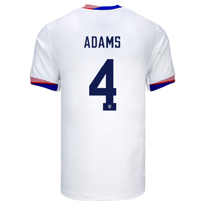 Gyermek Labdarúgás Egyesült Államok Tyler Adams #4 Fehér Hazai Jersey 24-26 Mez Póló Ing