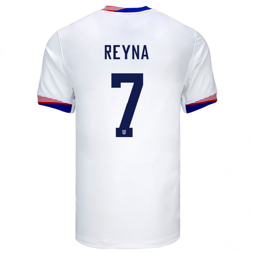 Gyermek Labdarúgás Egyesült Államok Giovanni Reyna #7 Fehér Hazai Jersey 24-26 Mez Póló Ing