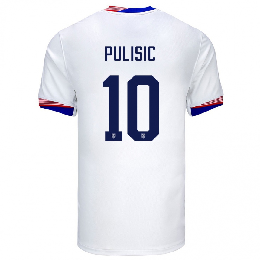 Gyermek Labdarúgás Egyesült Államok Christian Pulisic #10 Fehér Hazai Jersey 24-26 Mez Póló Ing