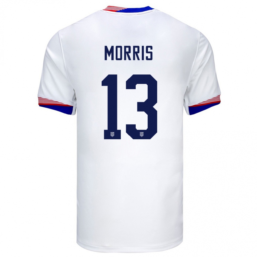 Gyermek Labdarúgás Egyesült Államok Jordan Morris #13 Fehér Hazai Jersey 24-26 Mez Póló Ing