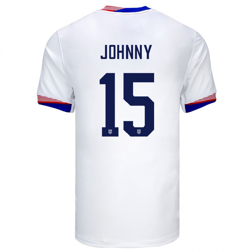 Gyermek Labdarúgás Egyesült Államok Johnny #15 Fehér Hazai Jersey 24-26 Mez Póló Ing