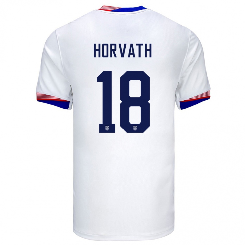 Gyermek Labdarúgás Egyesült Államok Ethan Horvath #18 Fehér Hazai Jersey 24-26 Mez Póló Ing