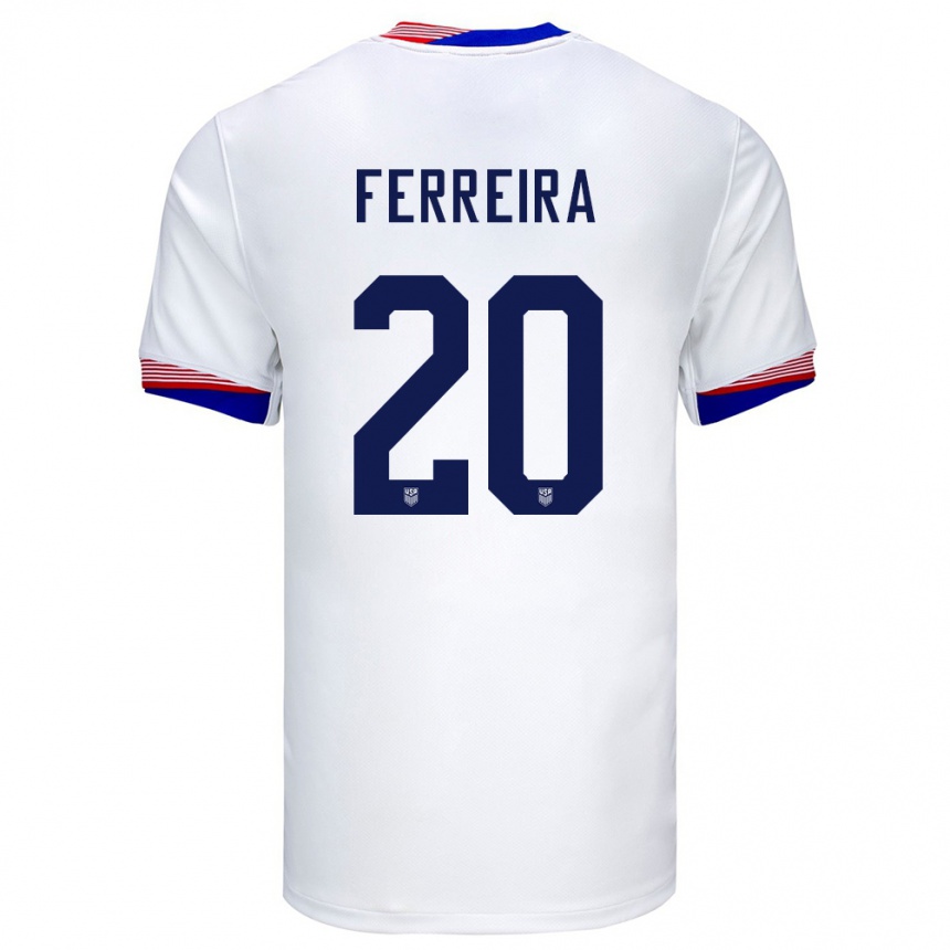 Gyermek Labdarúgás Egyesült Államok Jesus Ferreira #20 Fehér Hazai Jersey 24-26 Mez Póló Ing