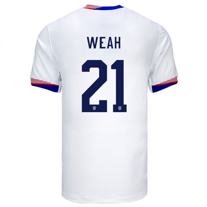 Gyermek Labdarúgás Egyesült Államok Timothy Weah #21 Fehér Hazai Jersey 24-26 Mez Póló Ing