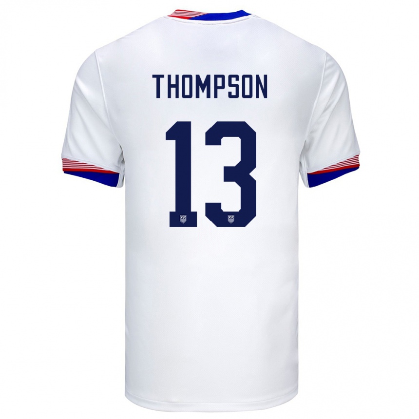 Gyermek Labdarúgás Egyesült Államok Alyssa Thompson #13 Fehér Hazai Jersey 24-26 Mez Póló Ing