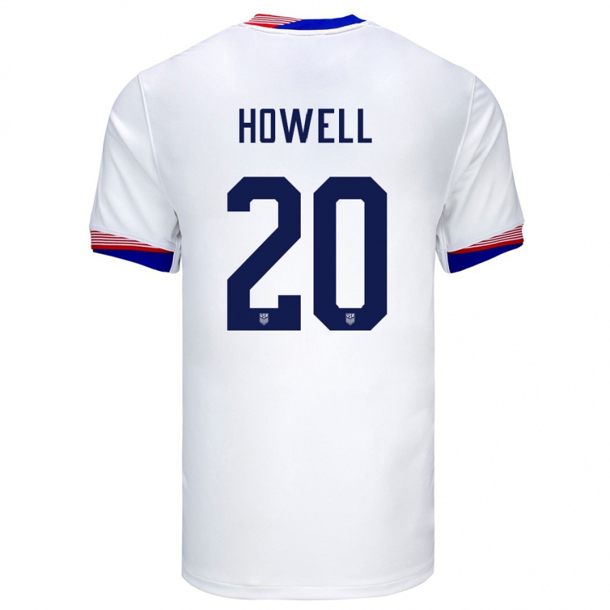 Gyermek Labdarúgás Egyesült Államok Jaelin Howell #20 Fehér Hazai Jersey 24-26 Mez Póló Ing