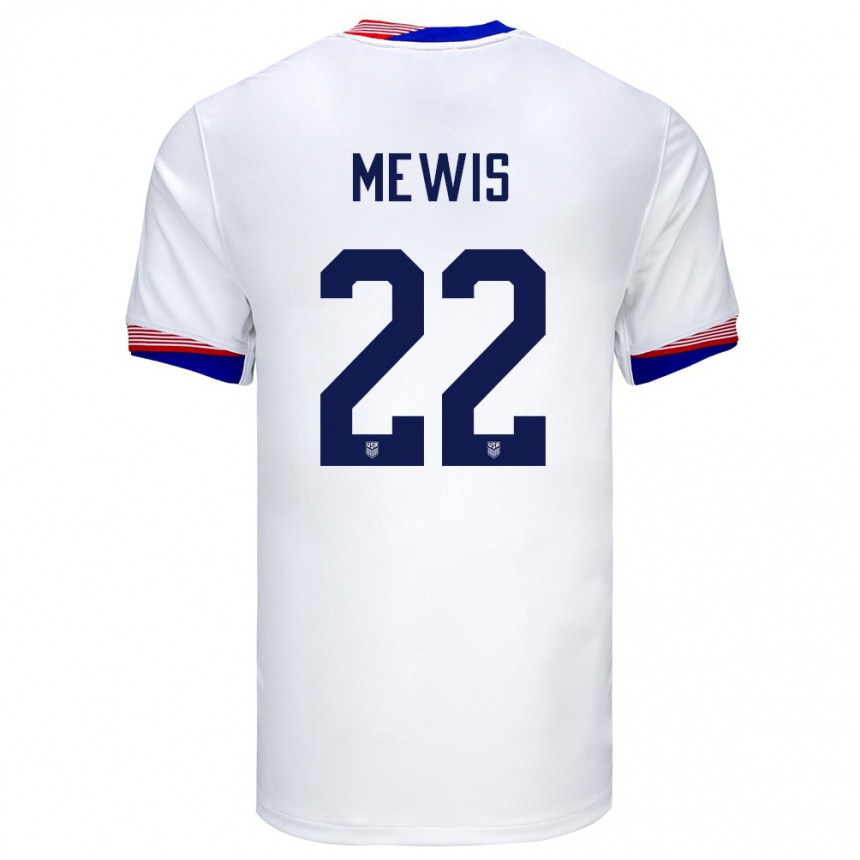 Gyermek Labdarúgás Egyesült Államok Kristie Mewis #22 Fehér Hazai Jersey 24-26 Mez Póló Ing