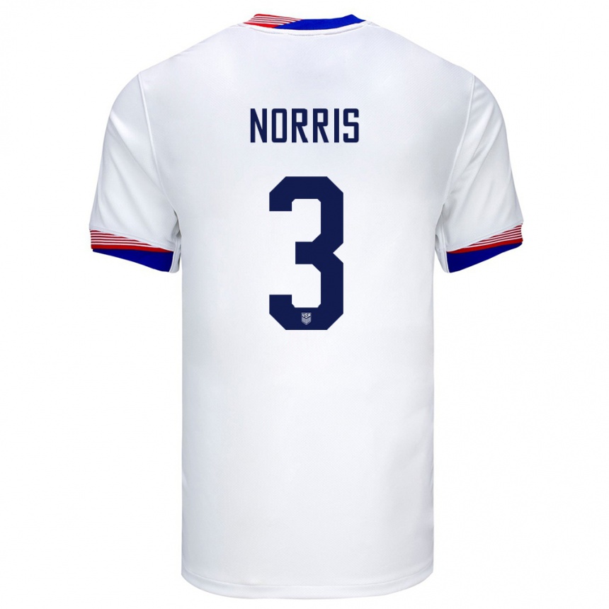 Gyermek Labdarúgás Egyesült Államok Nolan Norris #3 Fehér Hazai Jersey 24-26 Mez Póló Ing