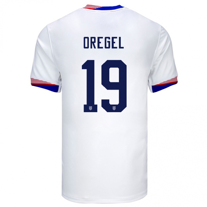 Gyermek Labdarúgás Egyesült Államok Sergio Oregel #19 Fehér Hazai Jersey 24-26 Mez Póló Ing