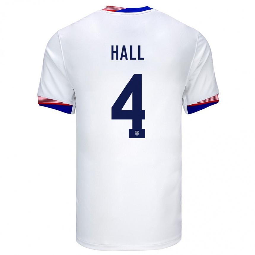 Gyermek Labdarúgás Egyesült Államok Tyler Hall #4 Fehér Hazai Jersey 24-26 Mez Póló Ing