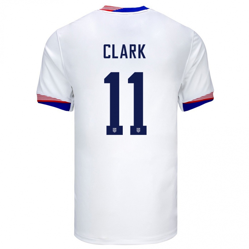 Gyermek Labdarúgás Egyesült Államok Caden Clark #11 Fehér Hazai Jersey 24-26 Mez Póló Ing