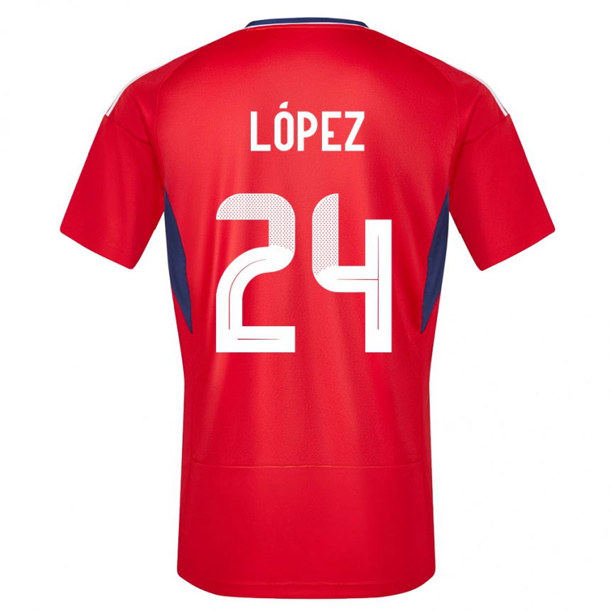 Gyermek Labdarúgás Costa Rica Douglas Lopez #24 Piros Hazai Jersey 24-26 Mez Póló Ing