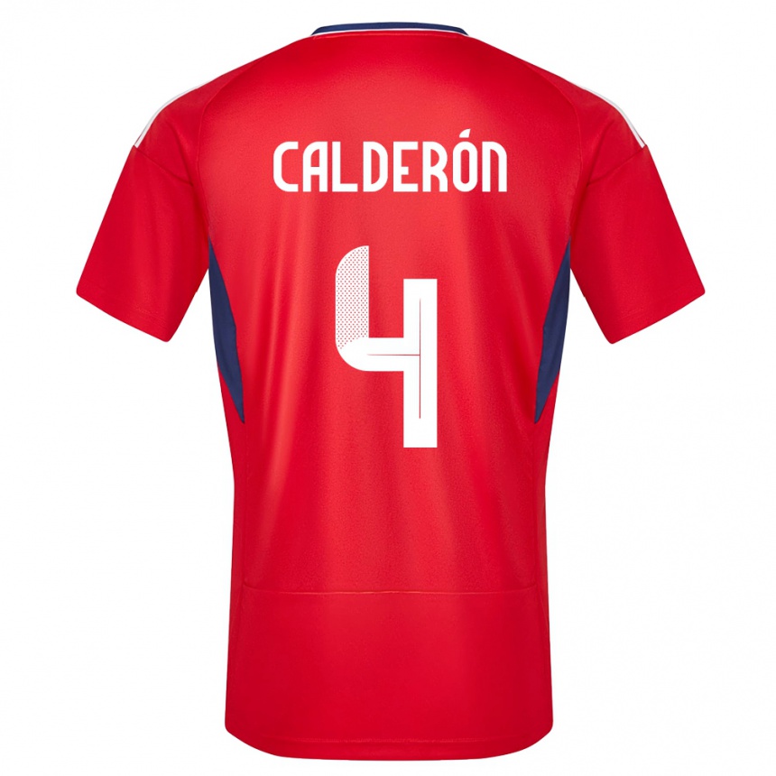 Gyermek Labdarúgás Costa Rica Brandon Calderon #4 Piros Hazai Jersey 24-26 Mez Póló Ing