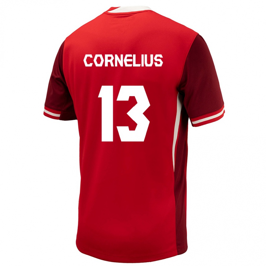 Gyermek Labdarúgás Kanada Derek Cornelius #13 Piros Hazai Jersey 24-26 Mez Póló Ing