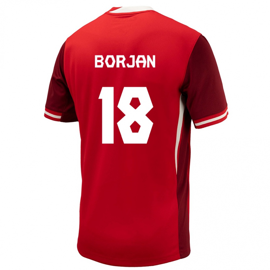 Gyermek Labdarúgás Kanada Milan Borjan #18 Piros Hazai Jersey 24-26 Mez Póló Ing