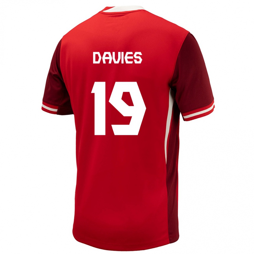 Gyermek Labdarúgás Kanada Alphonso Davies #19 Piros Hazai Jersey 24-26 Mez Póló Ing