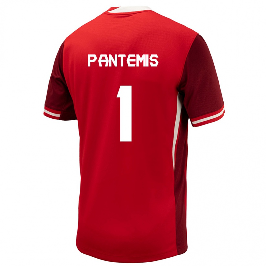 Gyermek Labdarúgás Kanada James Pantemis #1 Piros Hazai Jersey 24-26 Mez Póló Ing