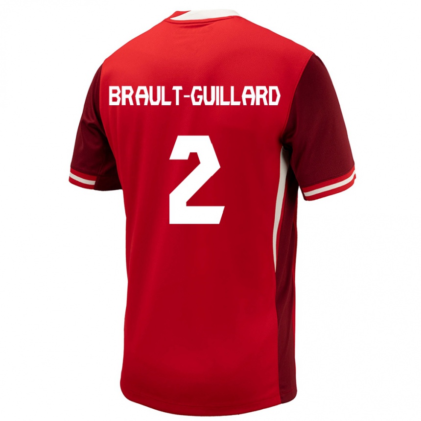 Gyermek Labdarúgás Kanada Zachary Brault-Guillard #2 Piros Hazai Jersey 24-26 Mez Póló Ing