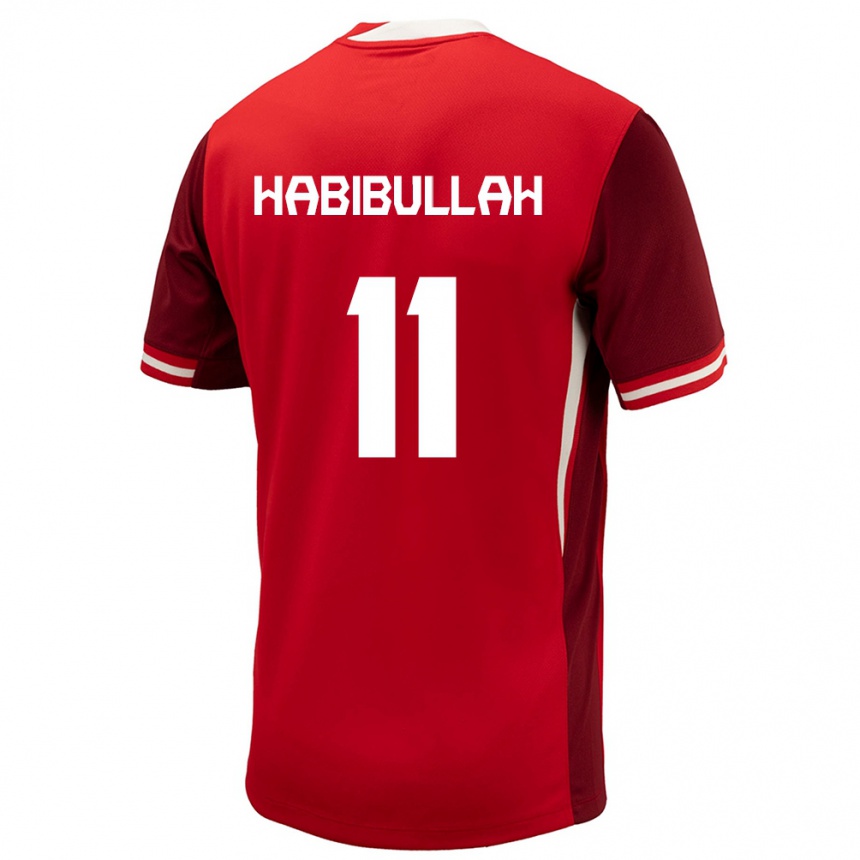 Gyermek Labdarúgás Kanada Kamron Habibullah #11 Piros Hazai Jersey 24-26 Mez Póló Ing