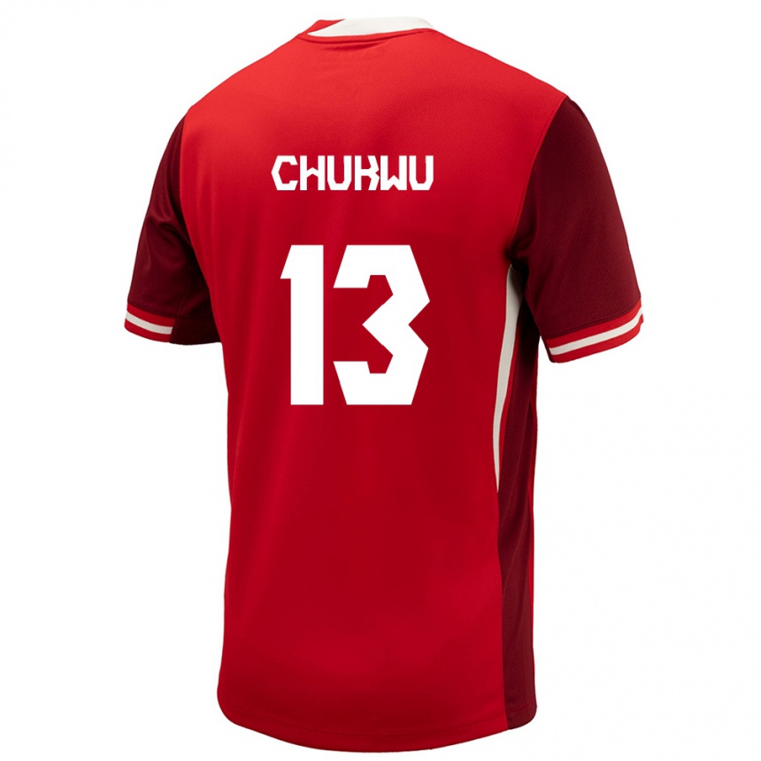 Gyermek Labdarúgás Kanada Richard Chukwu #13 Piros Hazai Jersey 24-26 Mez Póló Ing