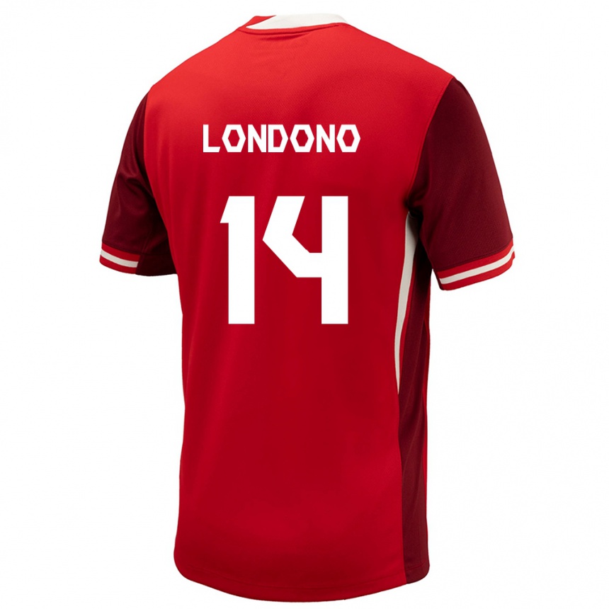 Gyermek Labdarúgás Kanada Tyler Londono #14 Piros Hazai Jersey 24-26 Mez Póló Ing