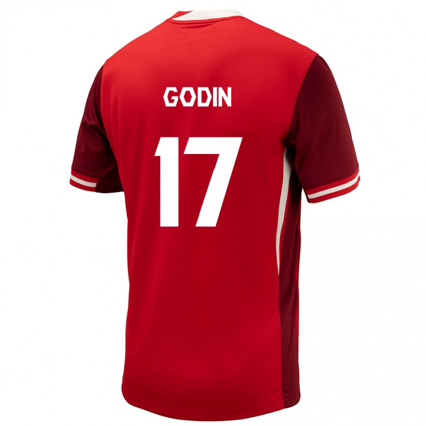 Gyermek Labdarúgás Kanada Étienne Godin #17 Piros Hazai Jersey 24-26 Mez Póló Ing