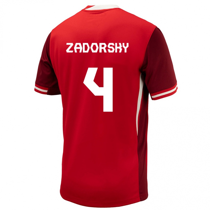 Gyermek Labdarúgás Kanada Shelina Zadorsky #4 Piros Hazai Jersey 24-26 Mez Póló Ing