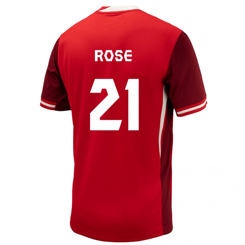 Gyermek Labdarúgás Kanada Jade Rose #21 Piros Hazai Jersey 24-26 Mez Póló Ing