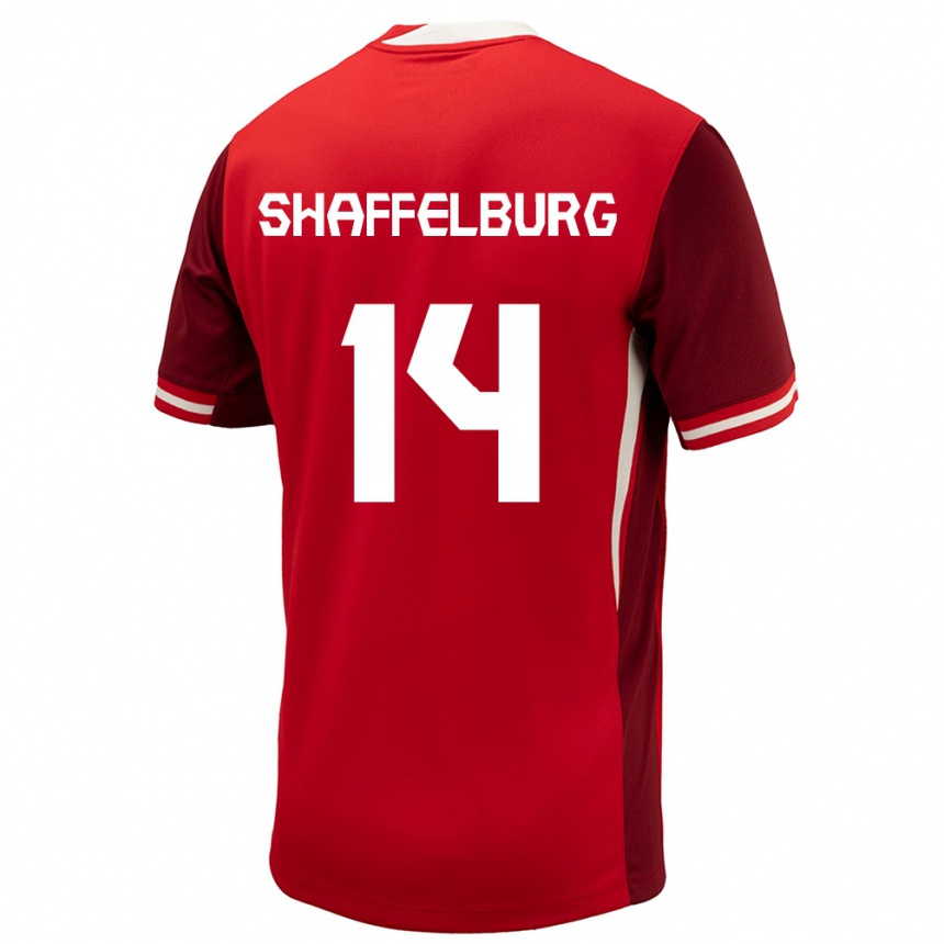 Gyermek Labdarúgás Kanada Jacob Shaffelburg #14 Piros Hazai Jersey 24-26 Mez Póló Ing