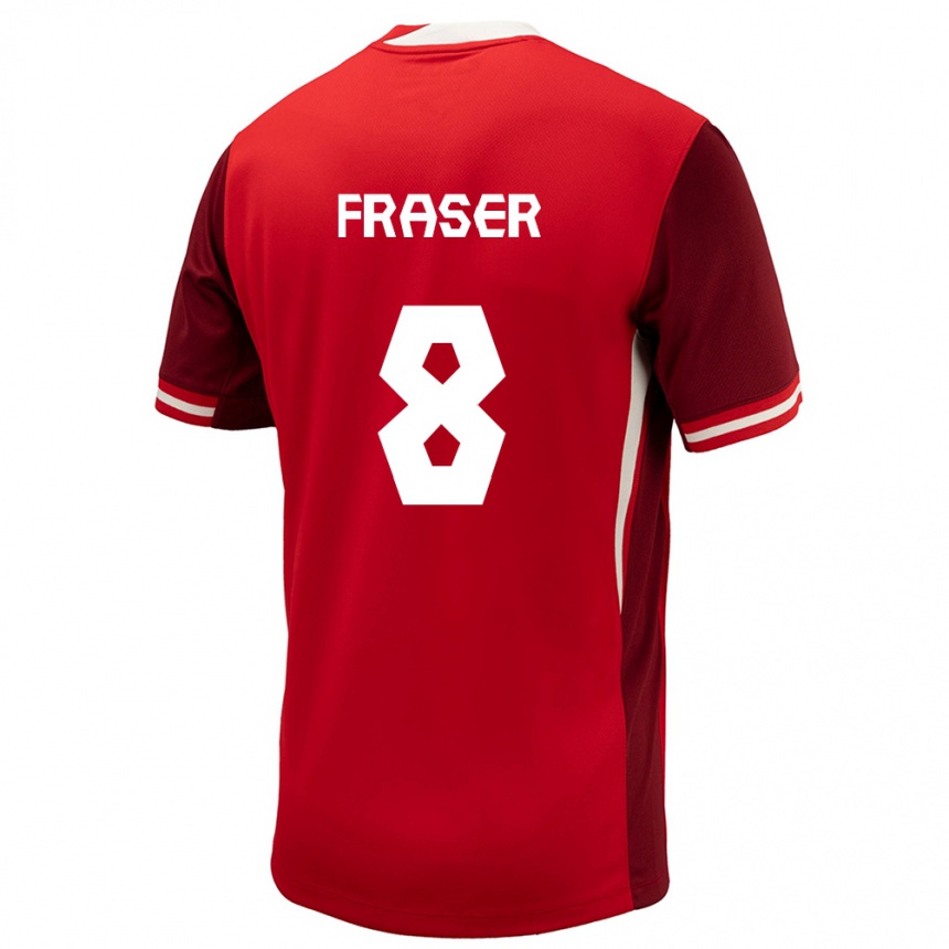 Gyermek Labdarúgás Kanada Liam Fraser #8 Piros Hazai Jersey 24-26 Mez Póló Ing