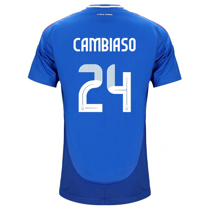 Gyermek Labdarúgás Olaszország Andrea Cambiaso #24 Kék Hazai Jersey 24-26 Mez Póló Ing