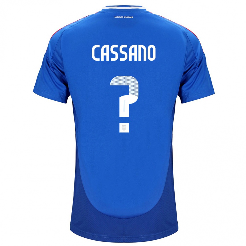 Gyermek Labdarúgás Olaszország Claudio Cassano #0 Kék Hazai Jersey 24-26 Mez Póló Ing