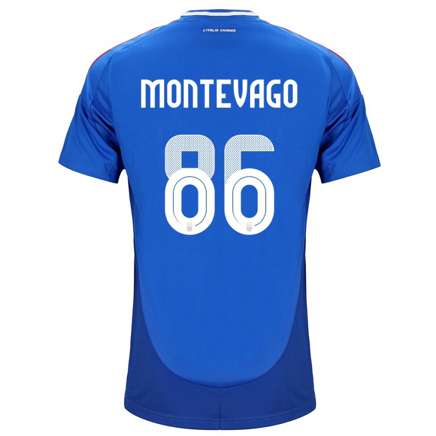 Gyermek Labdarúgás Olaszország Daniele Montevago #86 Kék Hazai Jersey 24-26 Mez Póló Ing